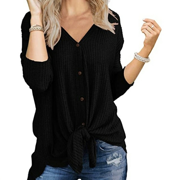 1- White and 1- Black knit tie front tops - Picture 9 of 9